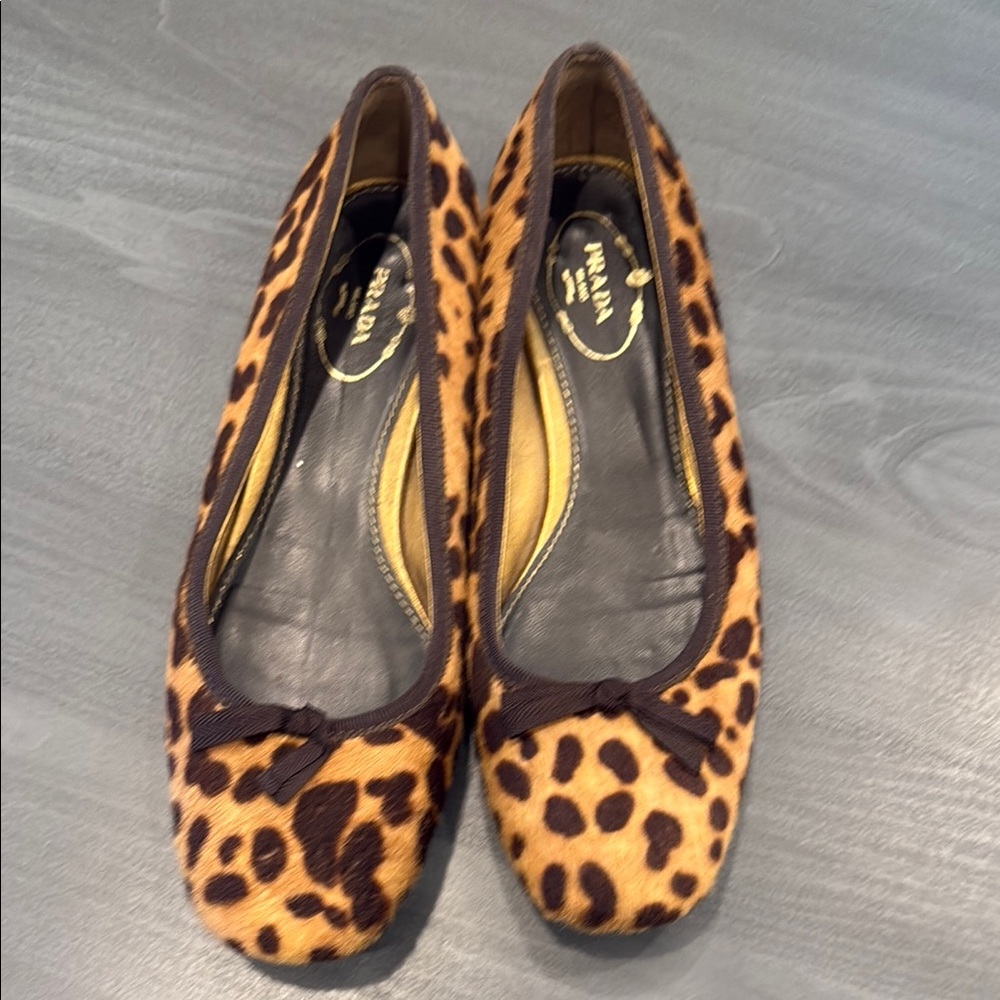 Prada Leopard Print Ballet Flats